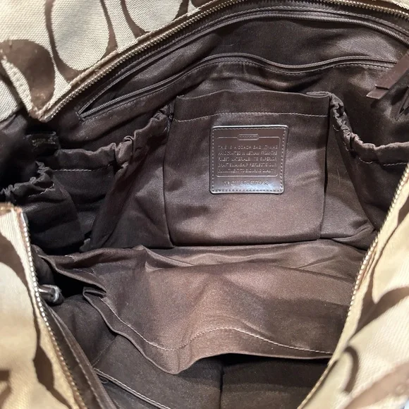 Coach Signature Brown and Cream Tote Bag - Picture 5 of 6